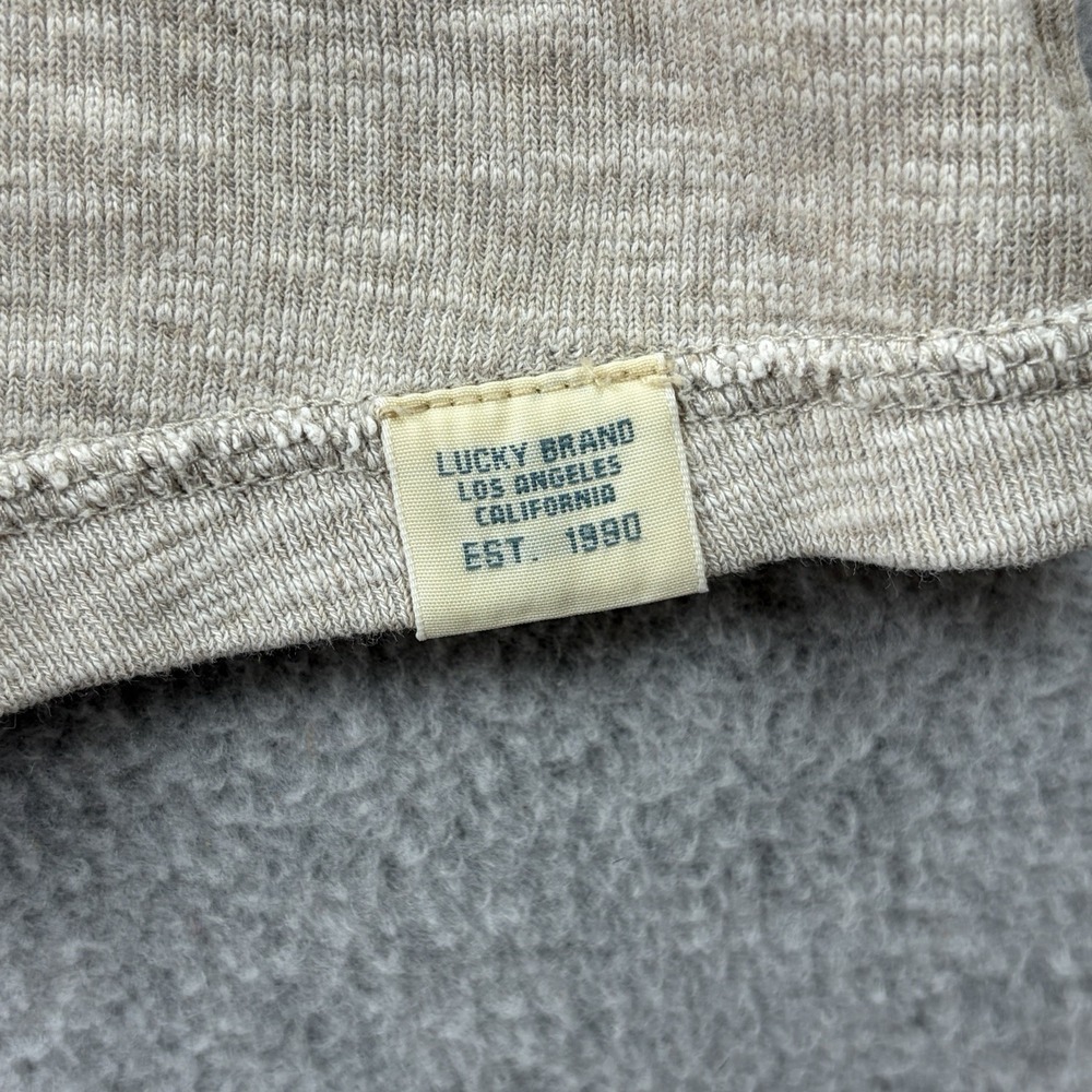 Lucky Brand Shirt Mens XL Oatmeal Gray Henley Long‎ Sleeve Knit Vintage Style - Picture 6 of 10